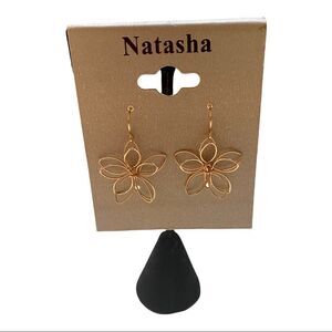 Natasha Rose Gold 3D Flower Drop Earrings